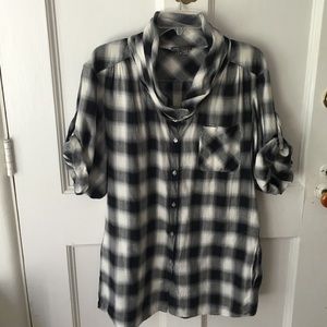 Vince plaid button front tunic